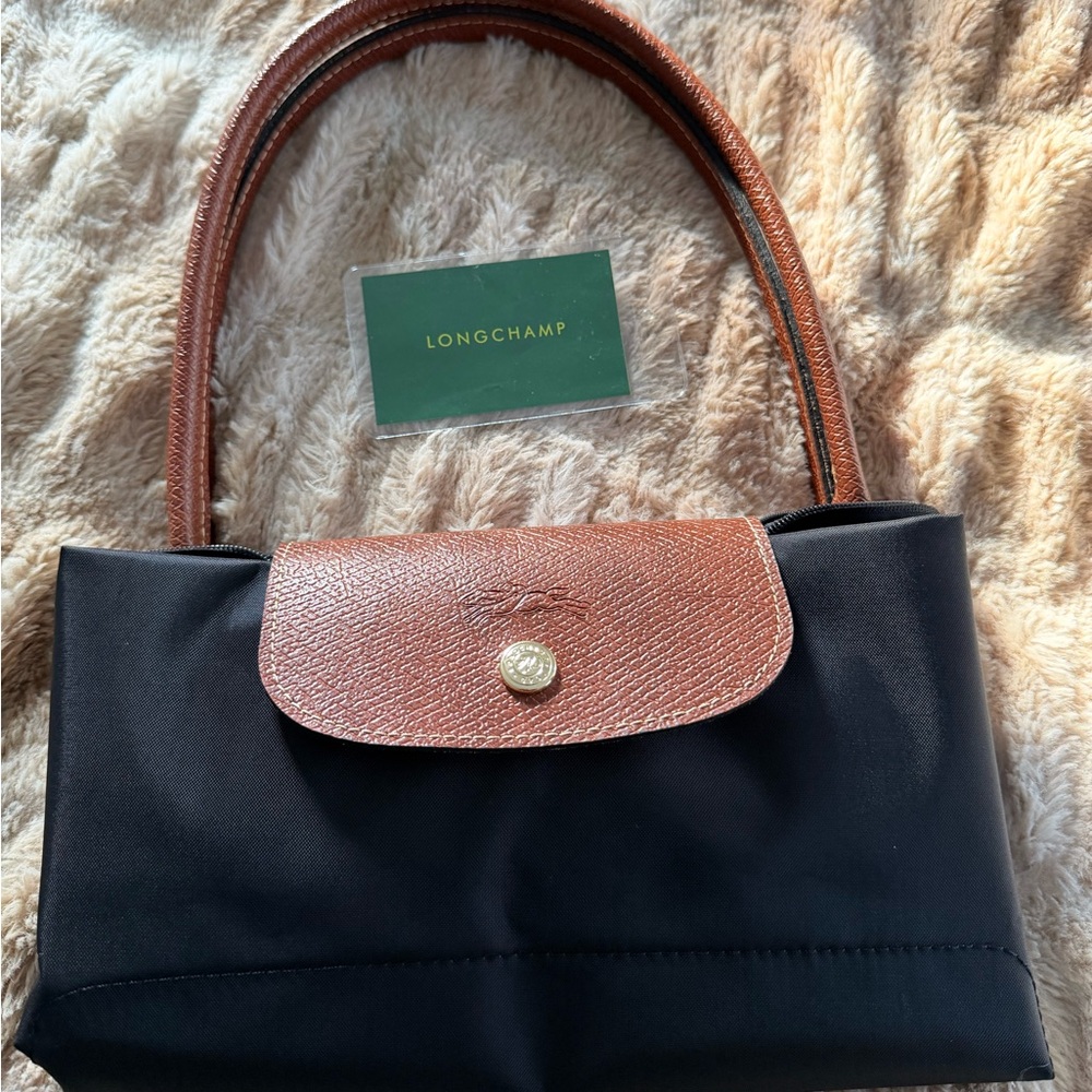 NWT Longchamp Le Pliage Shoulder Nylon Bag Tote, BLACK, large - Picture 2 of 3